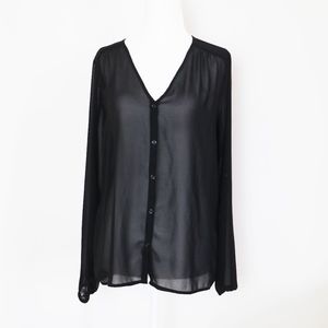 Black See Through Button Down Shirt